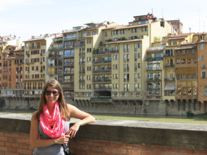 Noelle giving the eye to the guy behind the lens on the banks of the Arno.