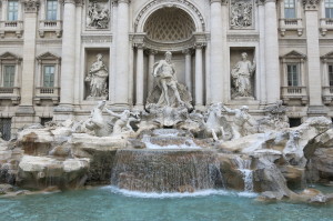 Legend has it that if you throw a coin into the Trevi Fountain, you're ensured a return to Rome. Almost $4,000 is thrown into the fountain each day....so to ensure our next trip we went diving for coins when we returned after dark.
