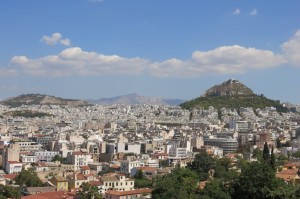 View of Athens from the Hill of Ares (Mount Lycabettus in the distance)