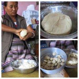 Nima's mom preparing the dough.