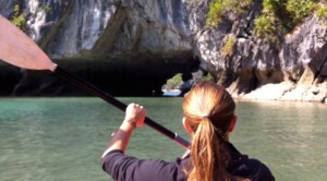 Kayaking through the bays and under the karsts.