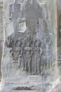 The crumbling Devatas, the beautiful and tempting ladies could be found carved all over the temple walls.
