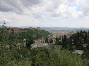 A view of Granada (with the Alhambra on the hill on the left) from Albaicin.