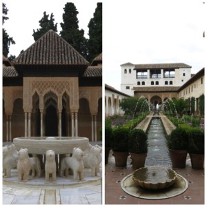 A couple of the many fountains around the Alhambra.