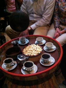 Ending our final dinner in Ethiopia the right way with coffee.