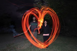 Playing with fire (and Chris's camera exposure).... and my wife.