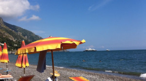 Soaking up some rays on Positano's main beach.