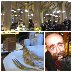 Cafe Central, complete with classy pillars, delicious kuchen and this friendly mustache-flaunting statue that greets you upon entering.