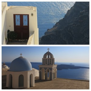 The starting stroll through Fira had us stumbling across beautiful homes and famous blue domed buildings.
