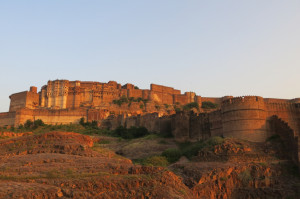 Mehrangarh fort before sunset.