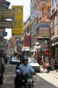 A glimpse of a street near our first hotel in the Thamel district (the most "tourist friendly" neighborhood of Kathmandu.