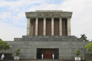 Ho Chi Minh's mausoleum. Unfortunately the body was on a holiday of sorts, off in Russia for his annual embalming touch-up.