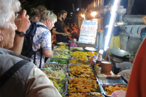 The delicious spread of all-you-can-eat stirfry (for $1.25) at the night market.
