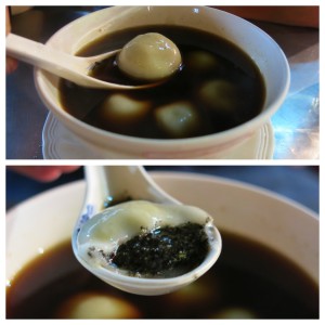 Dessert came in the form of Bua Loy Nam King. The strongest ginger broth you can imagine with black sesame pudding-filled dumplings.