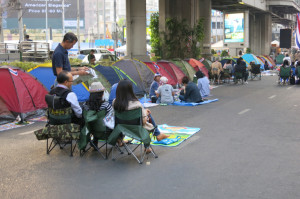 Tents were up throughout various neighborhoods in the city for Bangkok's version of Occupy Wall Street.