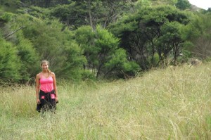 Tramping (the NZ word for hiking) through tall grass.