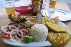 Fish dinner (and most importantly, coconut rice) at Bony in El Laguito.