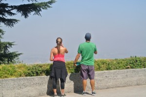 A look out over Santiago's smoggy skyline from Cerro San Cristobal.