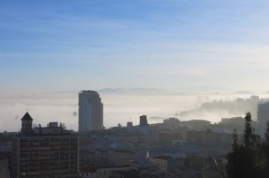 A foggier morning from the same balcony