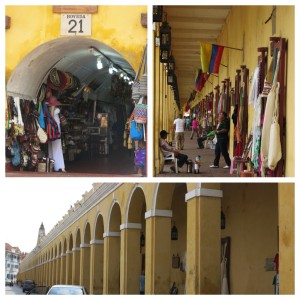 The shops of Las Bovedas are housed in an old dungeon attached to the city walls, the former cells used to sell traditional Colombian merchandise.